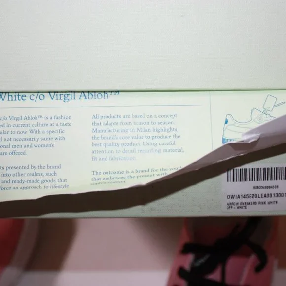 OFF-WHITE Virgil Abion Women’s Arrow Sneakers Pink Size 37 used with Box - Picture 7 of 7